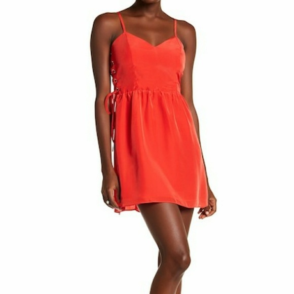 orange lace up dress